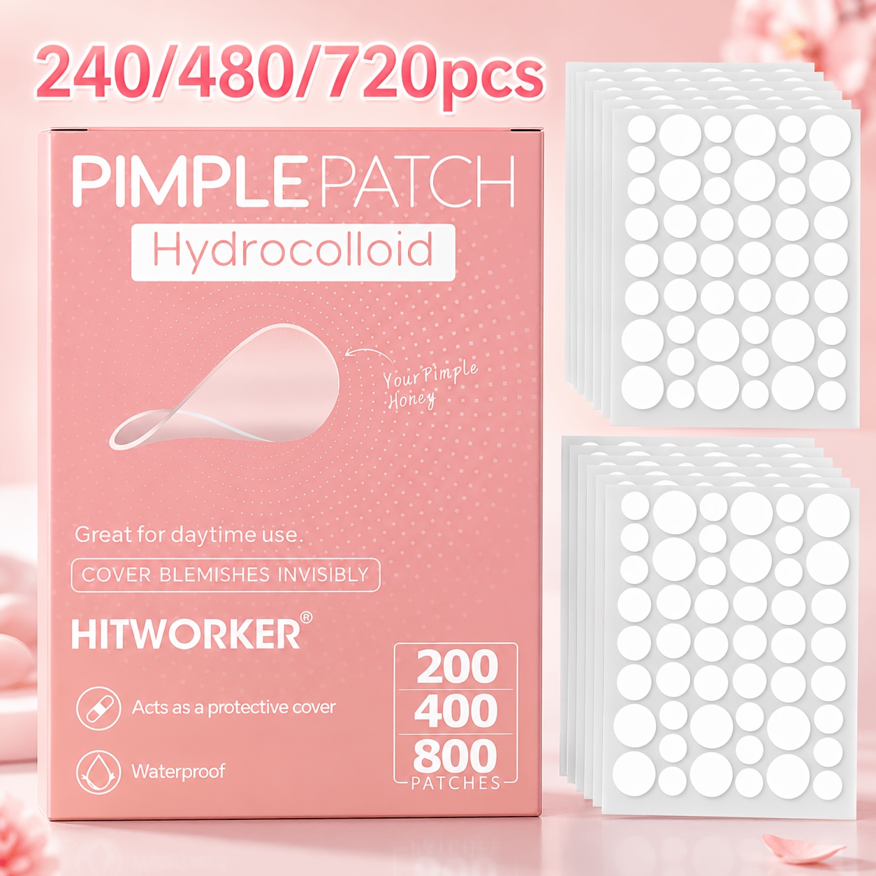 Face Oil - 240/480/720 adet Hidrokolloid Sivilce Örtücü Bantlar,